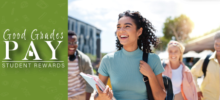 Student with backpack walking