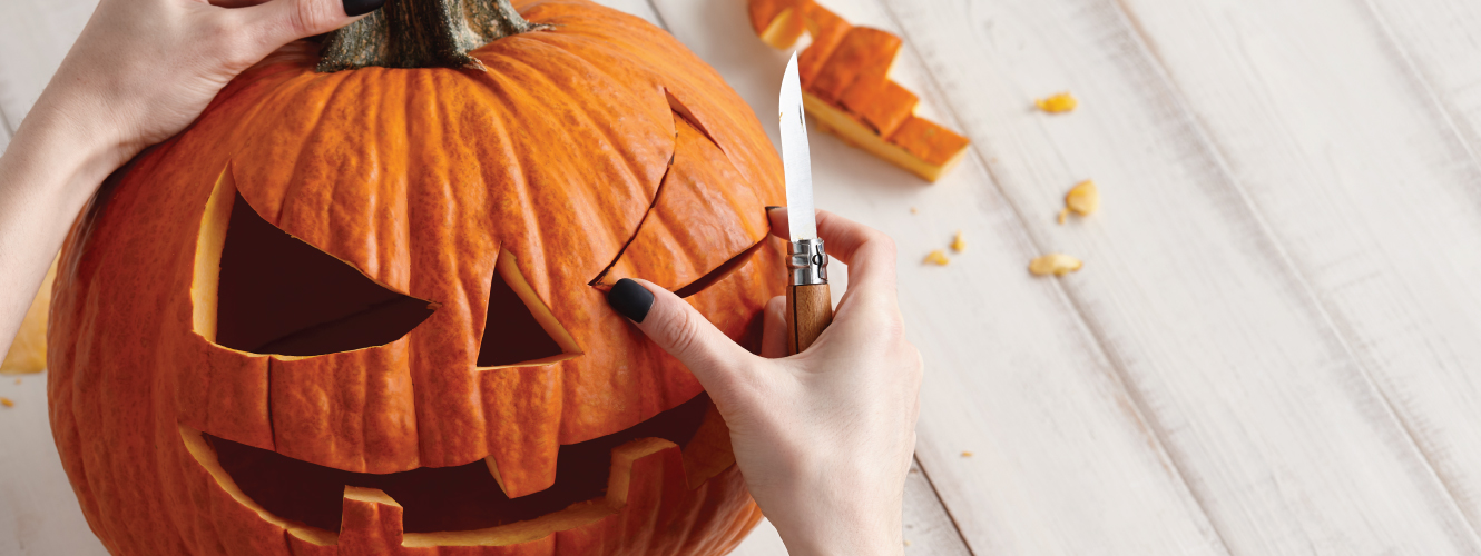 Carving a pumpkin